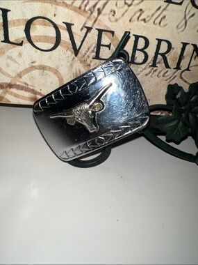 Silver Longhorn Western Belt Buckle - Metallic Finish